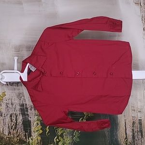 TFW Boys 5 regular fit burgundy long sleeve button down formal dress shirt